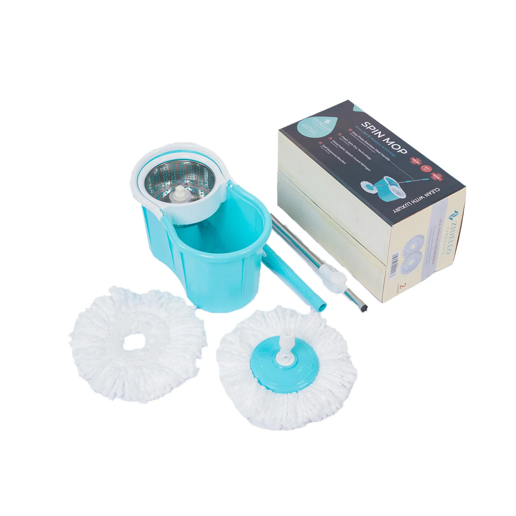 Spin Mop Plastic & Steel Bucket, 360-Degree with Microfiber Mop Head