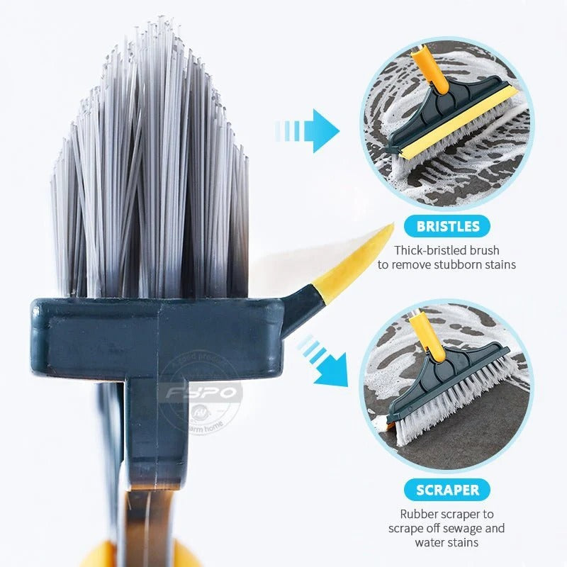 2 In 1 Floor Scrub Cleaning Brush With Removable Long Handle.