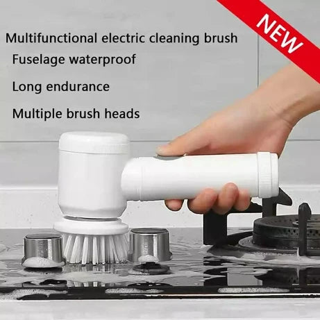 Magic Brush 5 In 1 Handheld Electric Cleaning Brush for Bathroom Tile and Tub Kitchen Washing Tool